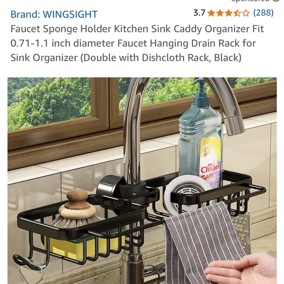 Other - Faucet Sponge Holder Kitchen Sink Caddy Organizer Fit 0.71-1.1 inch diameter